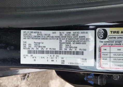 2014 Ford Fiesta Se z USA, uszkodzony, nr VIN 3FADP4BJ0EM120773